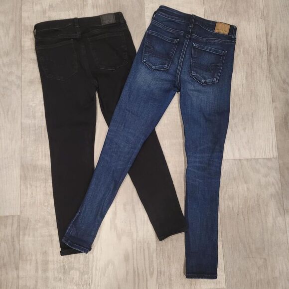 American Eagle Women's Jeans Sz 0 Short High Rise Stretch Jegging Lot of 2 Y2K - Picture 10 of 10
